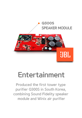 Entertainment. Produced the first tower type purifier Q300S in South Korea, combining Sound Fidelity speaker module and Winix air purifier